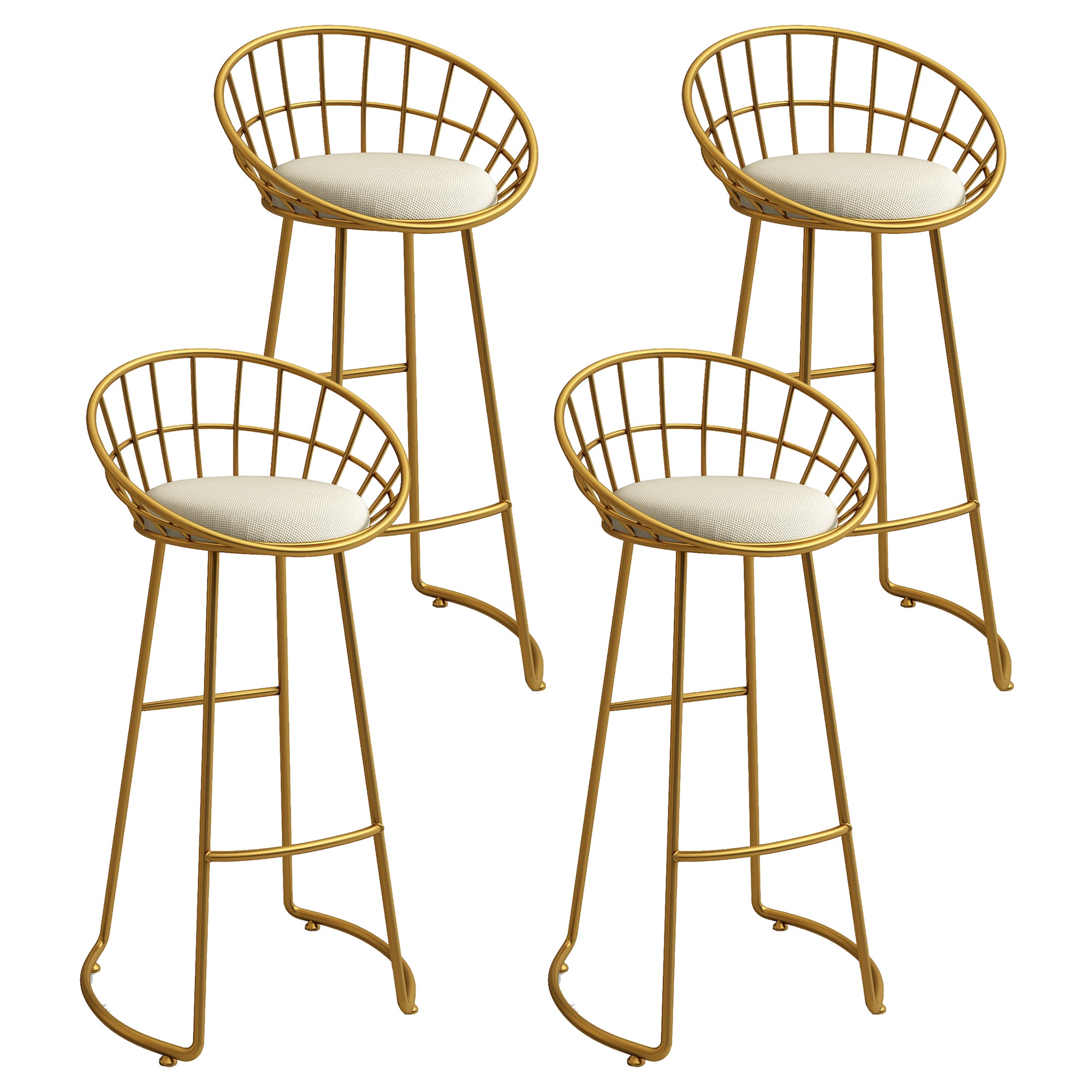 Low Back Bar Stools Glam Metal Dining Stools with Metal Base