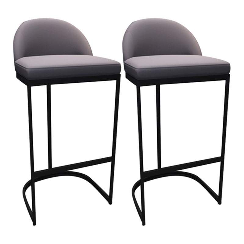 Low Back Bar Stools Glam Metal Dining Stools with Metal Base