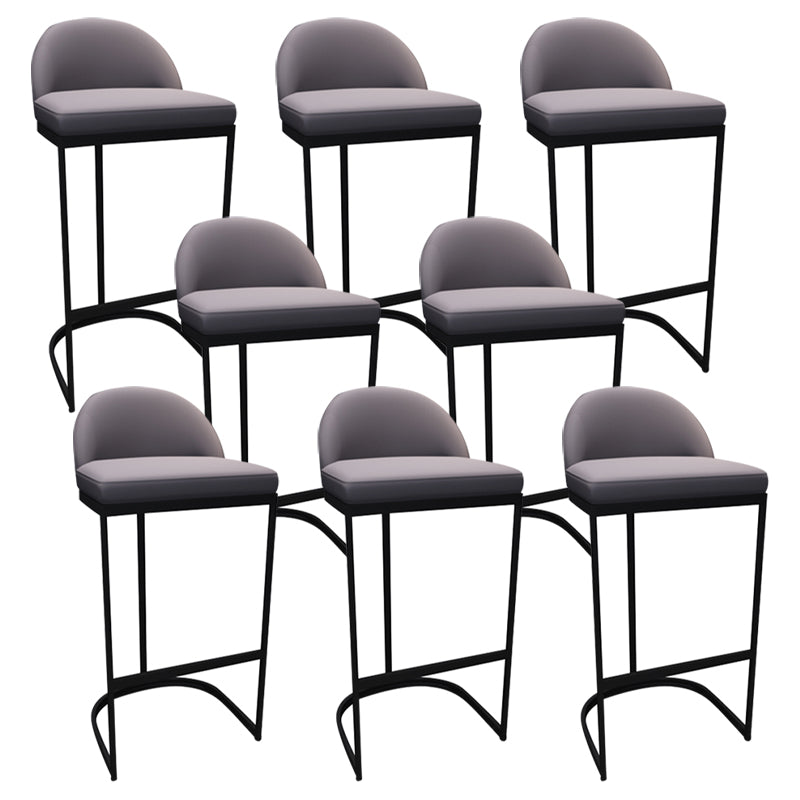 Low Back Bar Stools Glam Metal Dining Stools with Metal Base