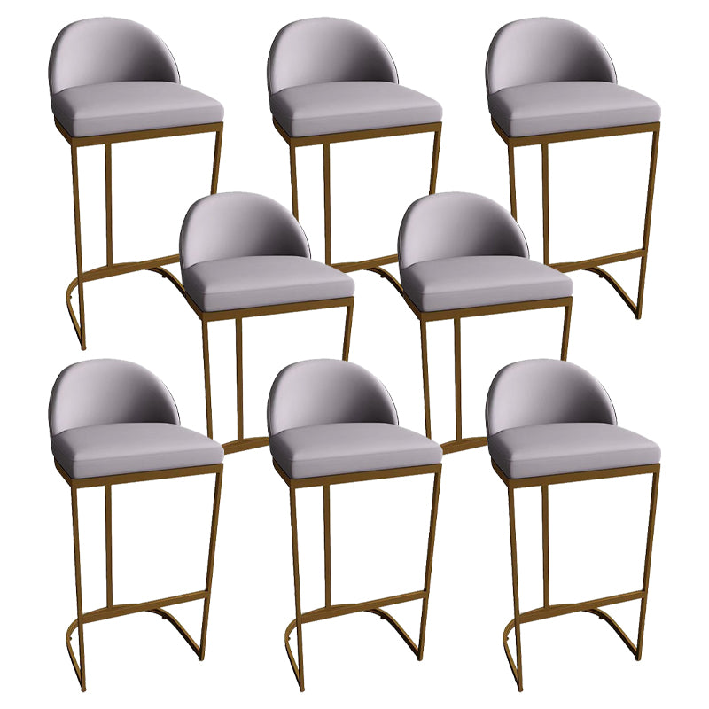 Low Back Bar Stools Glam Metal Dining Stools with Metal Base