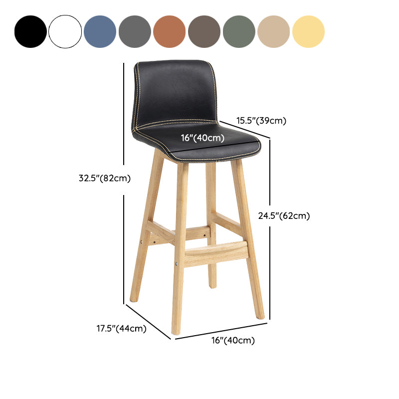 Scandinavian Solid Wood Bar Stool Backrest Counter Stool for Restaurant
