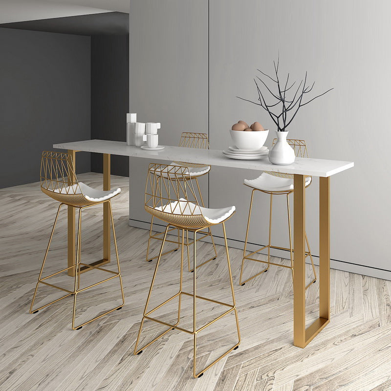 Armless Dining Stools Glam Low Back Bar Stools with Gold Metal Base