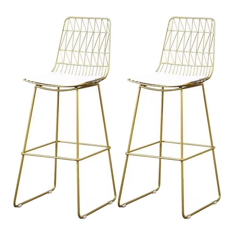 Armless Dining Stools Glam Low Back Bar Stools with Gold Metal Base