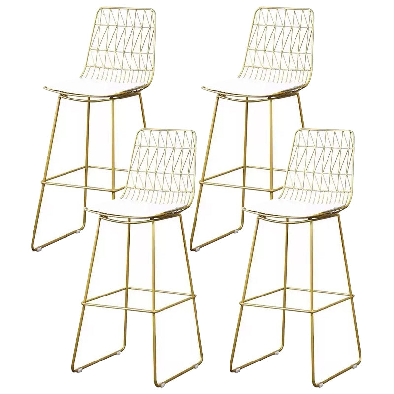 Armless Dining Stools Glam Low Back Bar Stools with Gold Metal Base