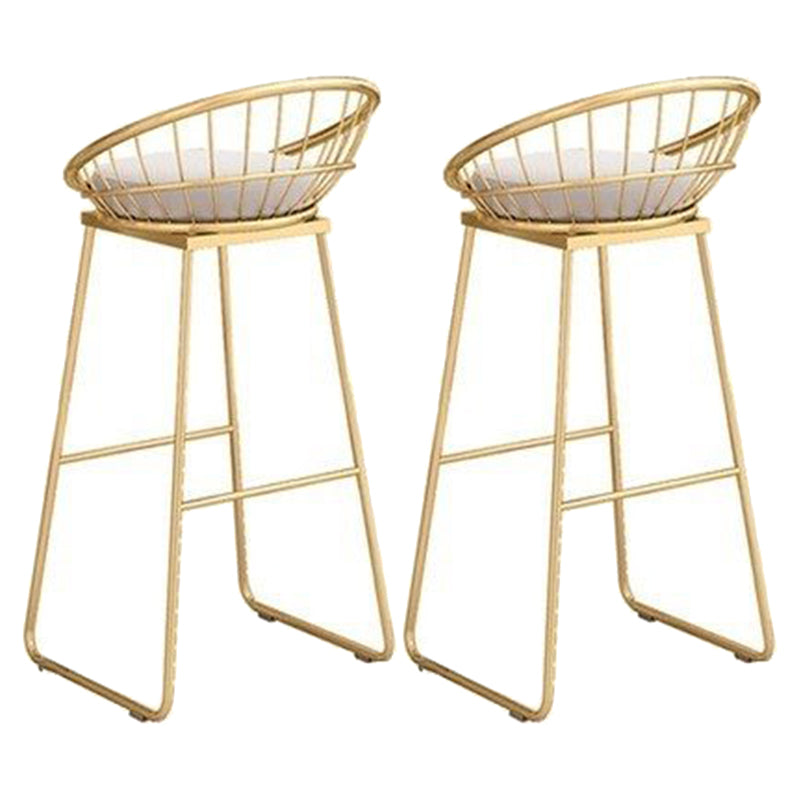 Armless Dining Stools Glam Low Back Bar Stools with Gold Metal Base