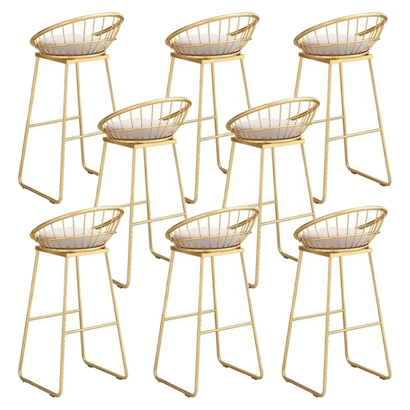 Armless Dining Stools Glam Low Back Bar Stools with Gold Metal Base