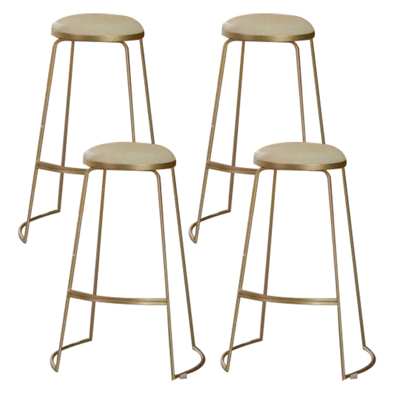 Armless Dining Stools Glam Low Back Bar Stools with Gold Metal Base