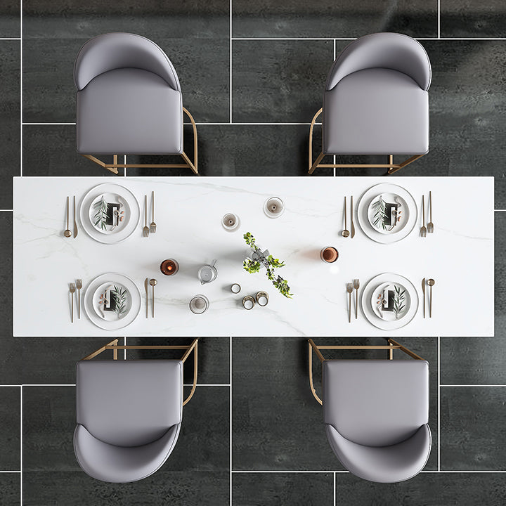 Modern Rectangle Bar Table Set 1/5 Pcs White Faux Marble Bar Table Set