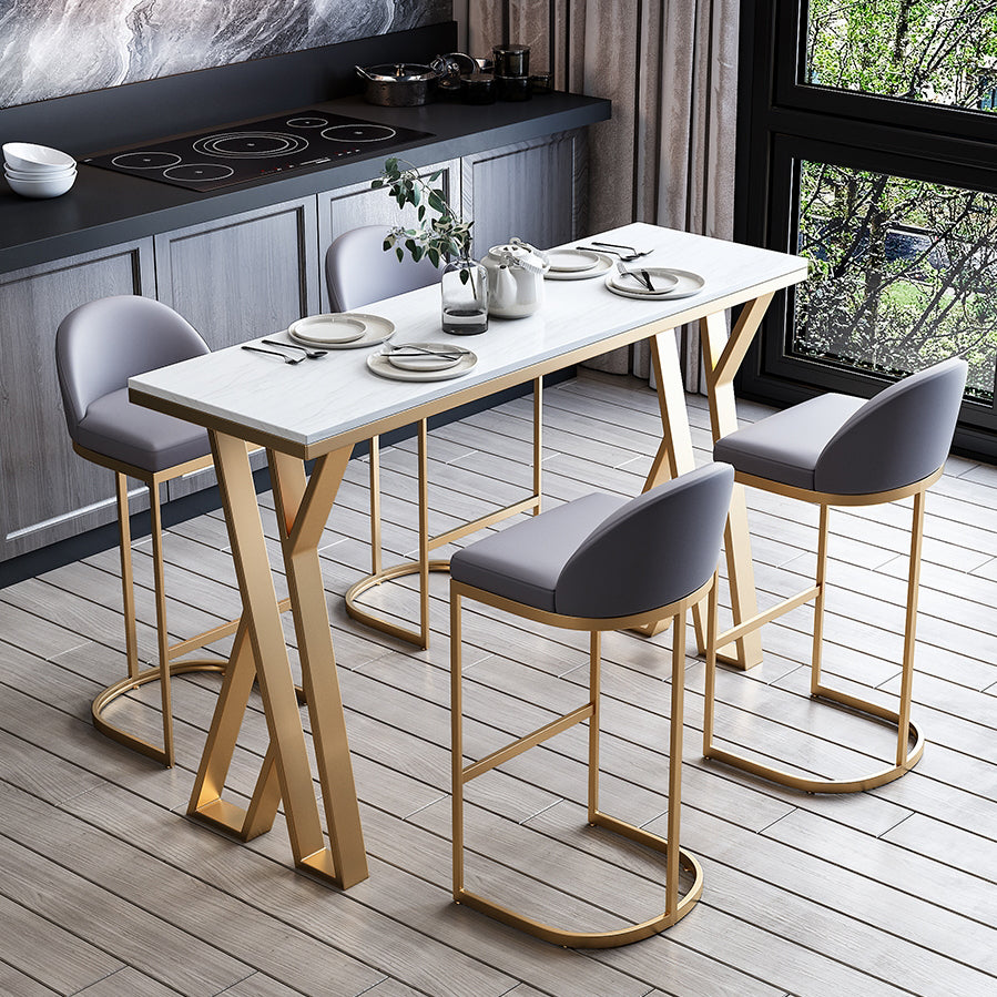 Modern Rectangle Bar Table Set 1/3/5 Pcs White Granite Bar Table Set