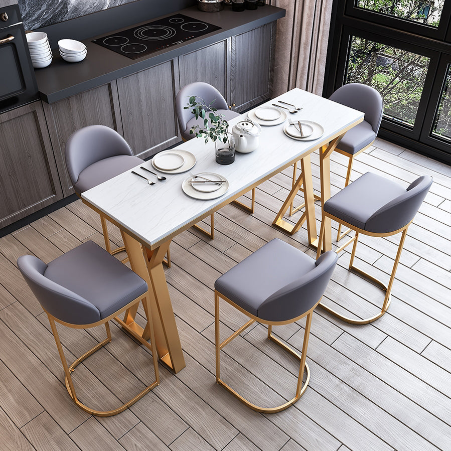 Modern Rectangle Bar Table Set 1/3/5 Pcs White Granite Bar Table Set