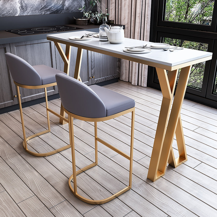 Modern Rectangle Bar Table Set 1/3/5 Pcs White Granite Bar Table Set