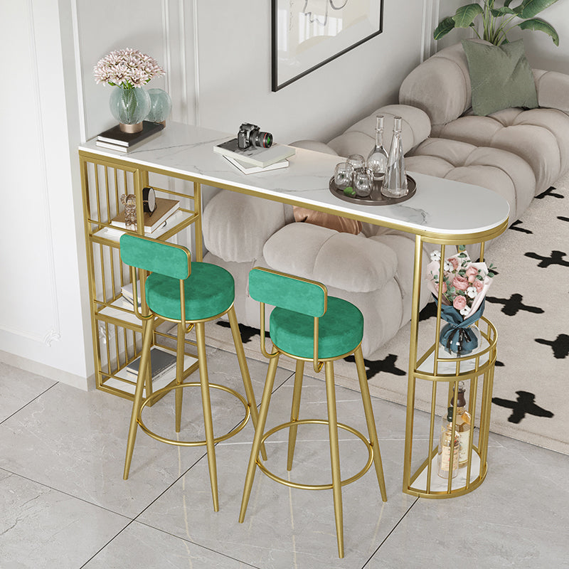 Modern Style Bar Table Set 1/3 Pcs White Granite Bar Table Set