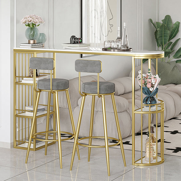 Modern Style Bar Table Set 1/3 Pcs White Granite Bar Table Set