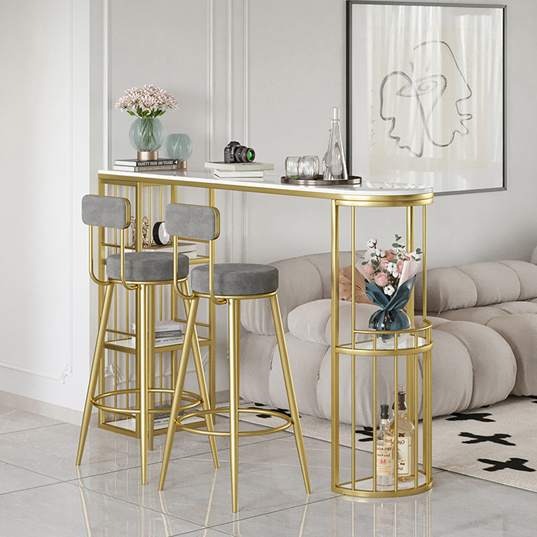 Modern Style Bar Table Set 1/3 Pcs White Granite Bar Table Set