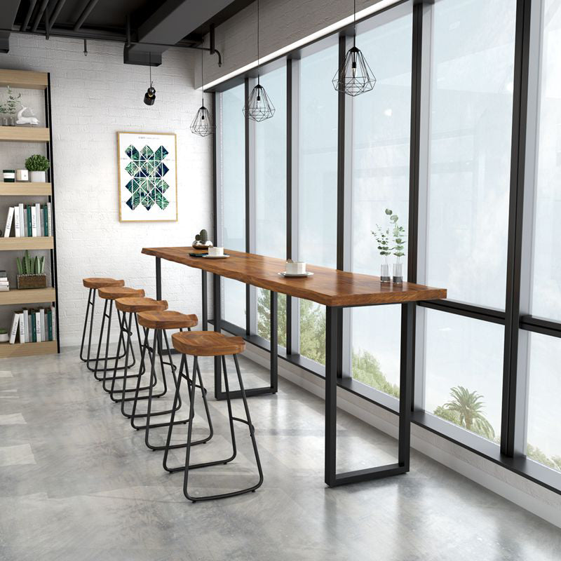 Indoor Industrial Bar Dining Table Rectangle Pine Wood Bar Table