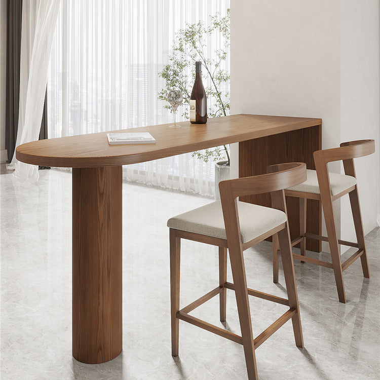 Double Pedestal Counter Height Dining Table Brown Counter Wine Table