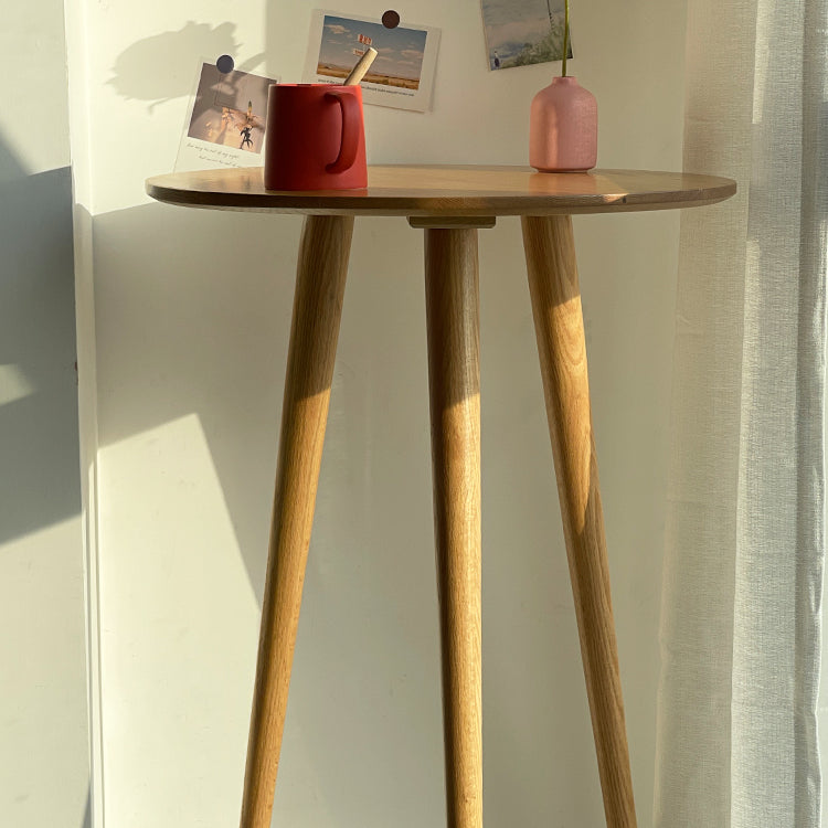 Indoor Modern Bar Dining Table Round Shape Solid Wood Bar Table