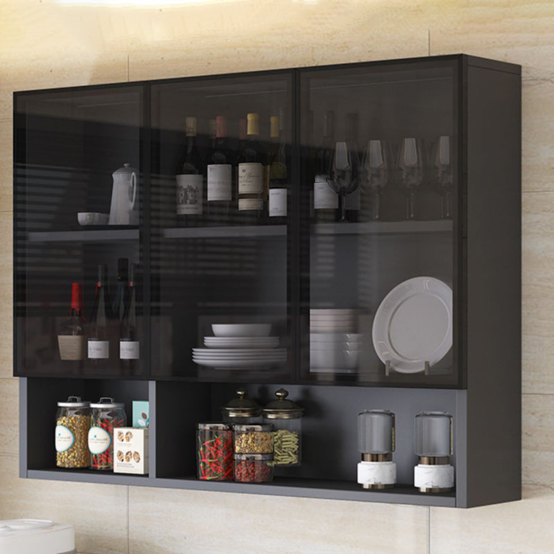 Modern Display Stand Wall Mounted Faux Wood Storage Cabinet for Dining Room