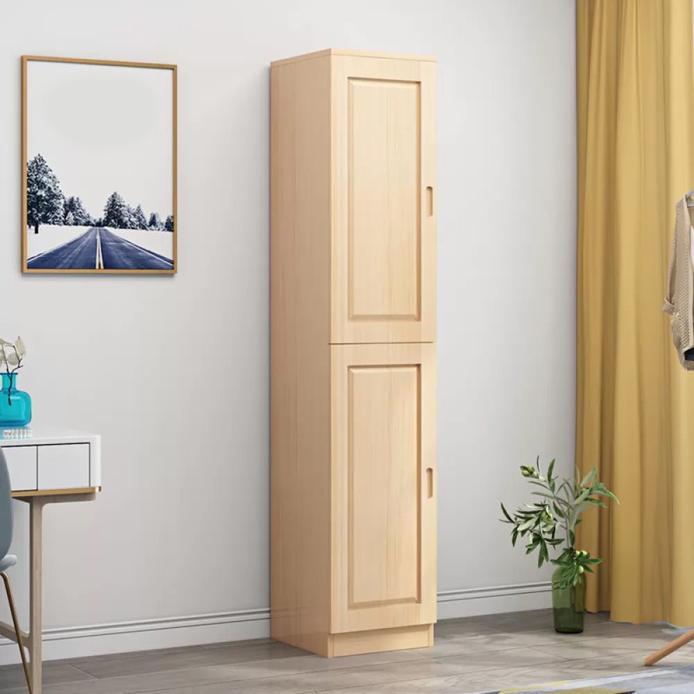 Solid Wood Kid's Wardrobe Light Wood Wardrobe Closet with Garment Rod