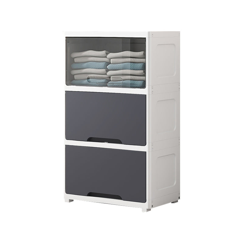 Modern Wardrobe Closet Plastic Kid's Wardrobe with Flap Drawers