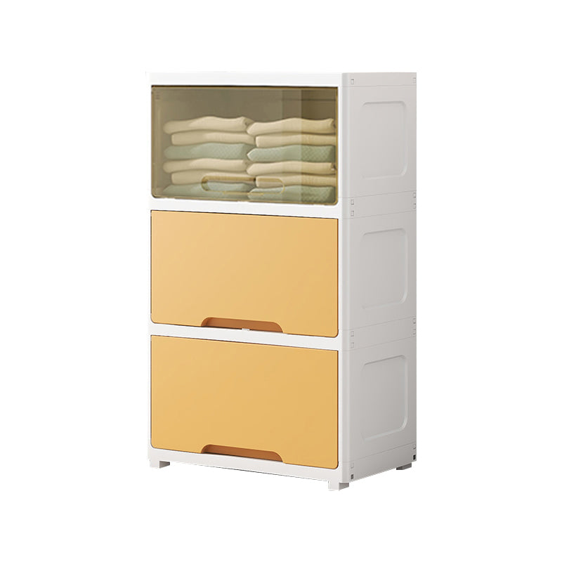 Modern Wardrobe Closet Plastic Kid's Wardrobe with Flap Drawers