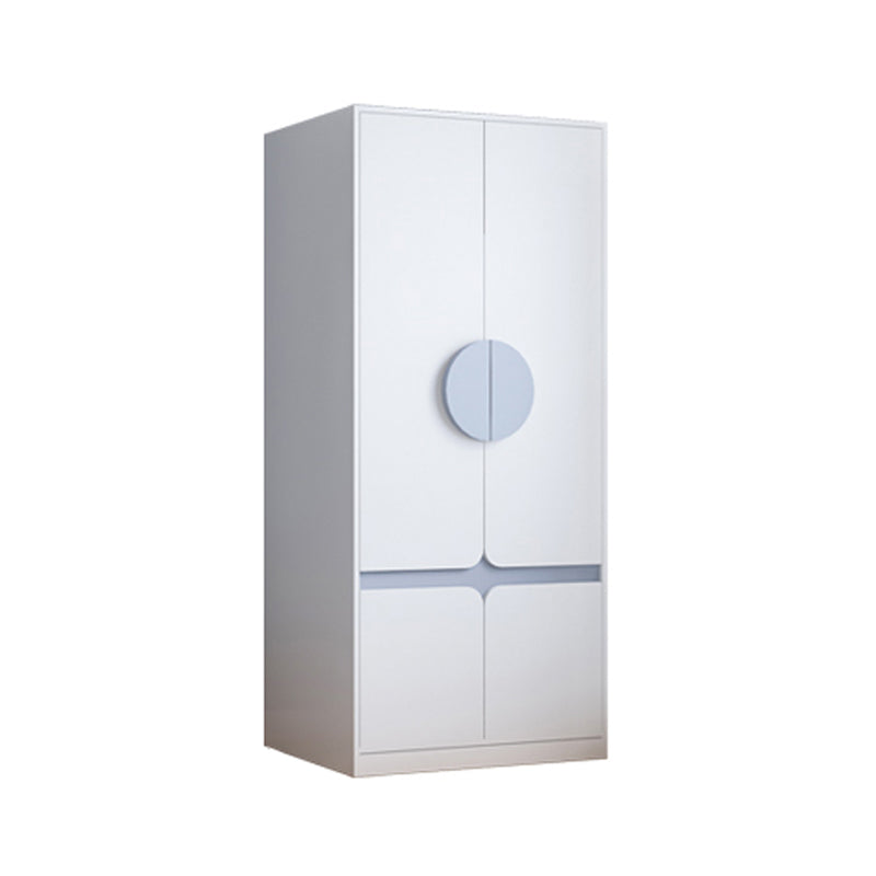 Modern Solid Wood Kid Wardrobe with Garment Rod and Lower Storage Cabinet