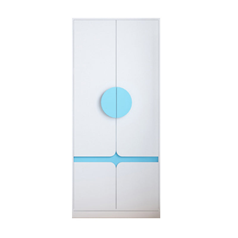 Modern Solid Wood Kid Wardrobe with Garment Rod and Lower Storage Cabinet