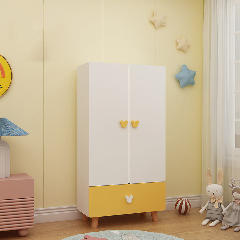 Modern Pink Kids Closet Wooden High Gloss 1-Drawer Kid's Wardrobe