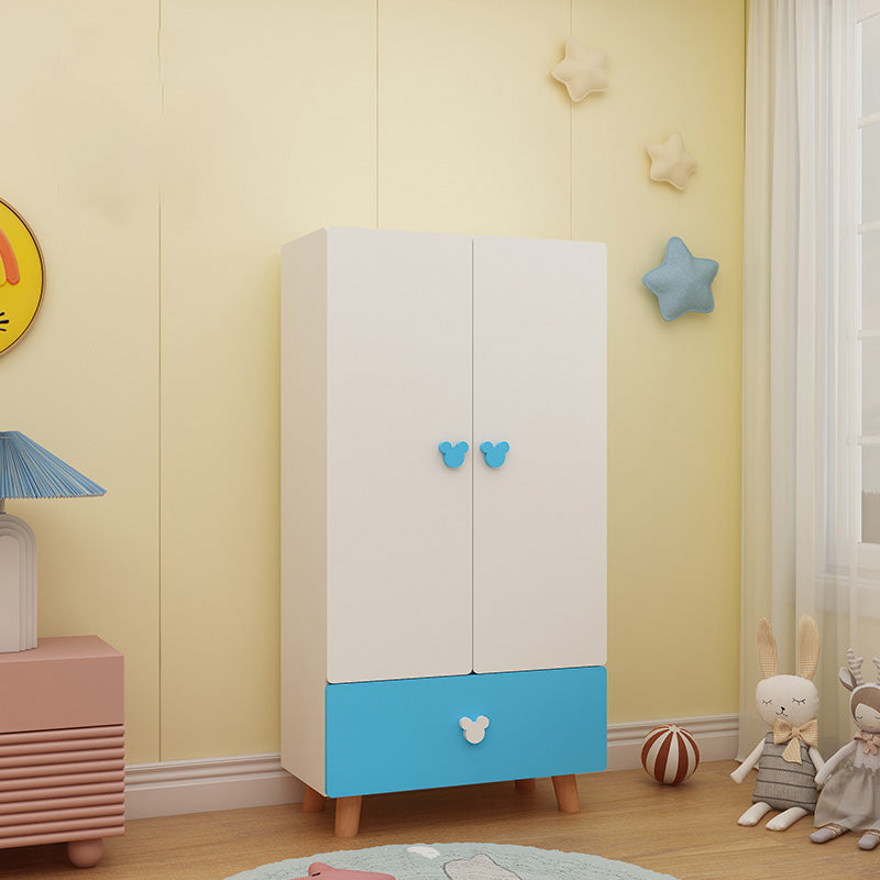 Modern Pink Kids Closet Wooden High Gloss 1-Drawer Kid's Wardrobe