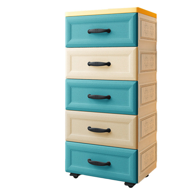 Green Modern Kid's Wardrobe Plastic High Gloss 4-Drawer Coat Locker