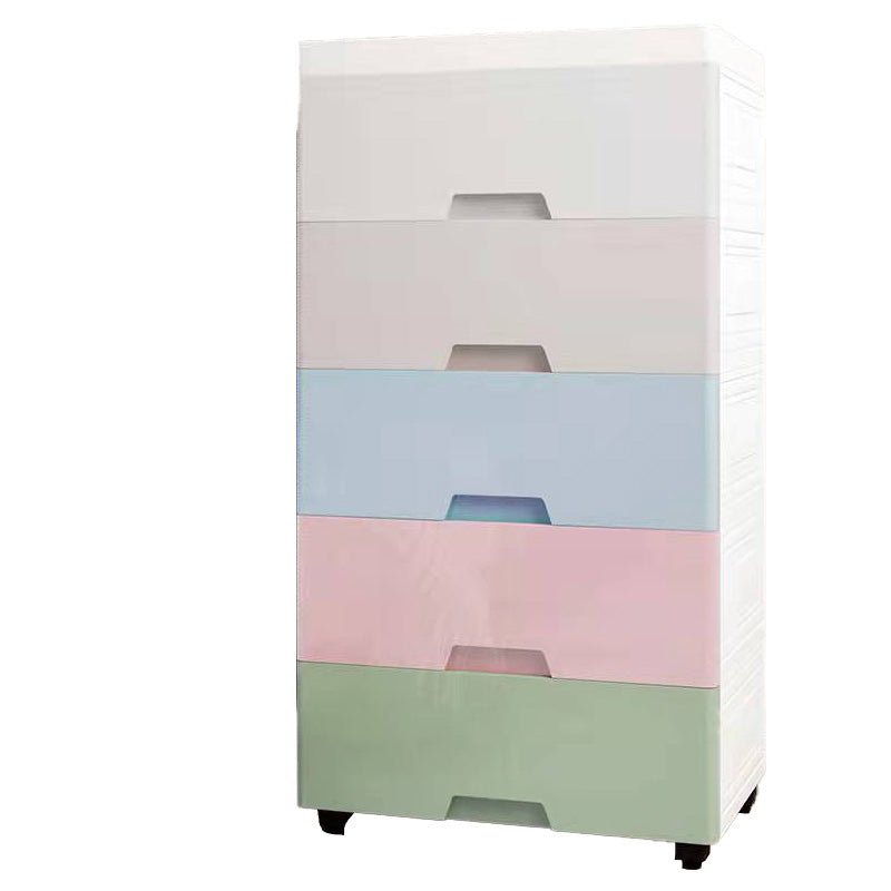 Green Modern Kid's Wardrobe Plastic High Gloss 4-Drawer Coat Locker