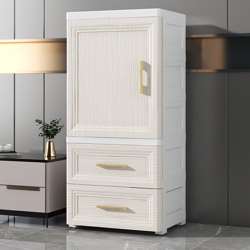 Grey Wooden Kid's Wardrobe Urban High Gloss 2-Drawer Kids Closet