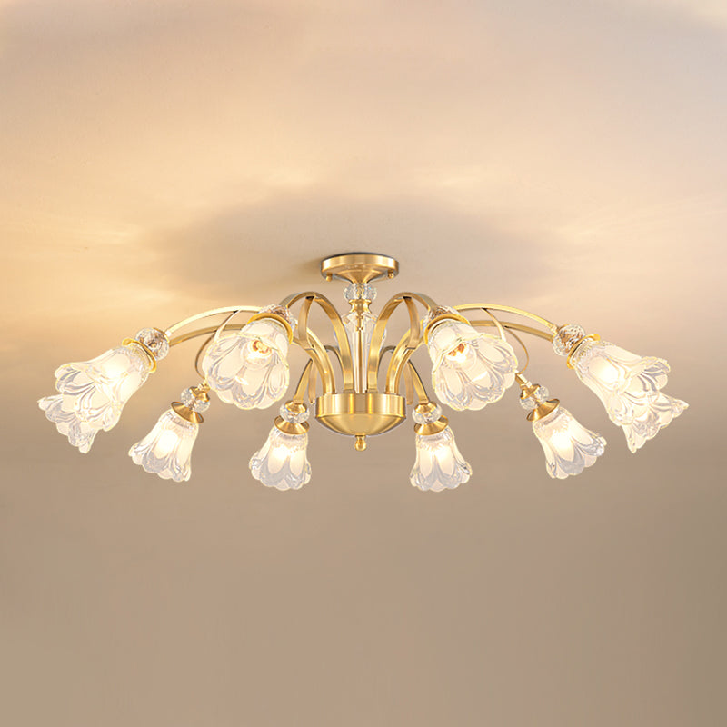 Bell Shape Crystal Flush Light Modern Style Multi Lights Flush Mount Ceiling Light in Gold