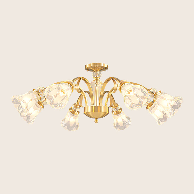 Bell Shape Crystal Flush Light Modern Style Multi Lights Flush Mount Ceiling Light in Gold