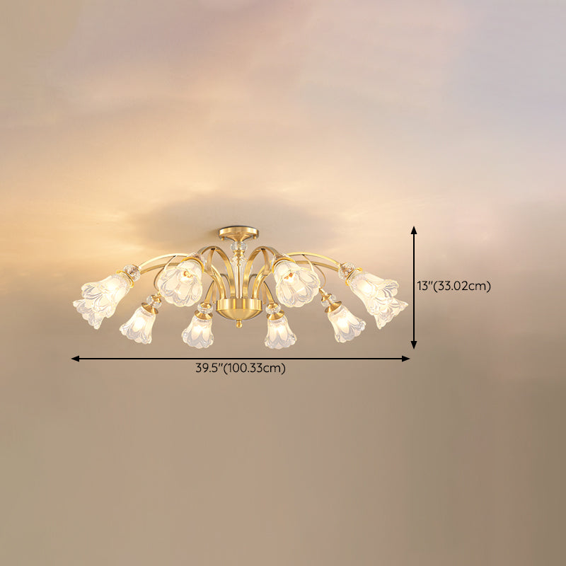 Bell Shape Crystal Flush Light Modern Style Multi Lights Flush Mount Ceiling Light in Gold