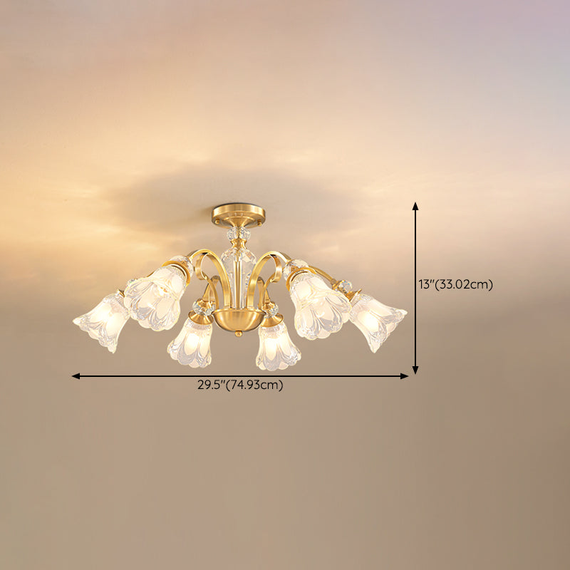 Bell Shape Crystal Flush Light Modern Style Multi Lights Flush Mount Ceiling Light in Gold
