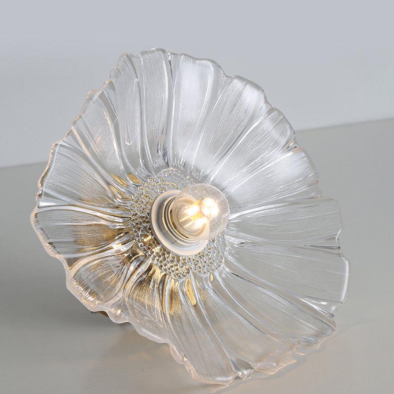 Flower Shape Glass Flush Light Modern Style 1 Light Flush Mount Ceiling Lights in Gold