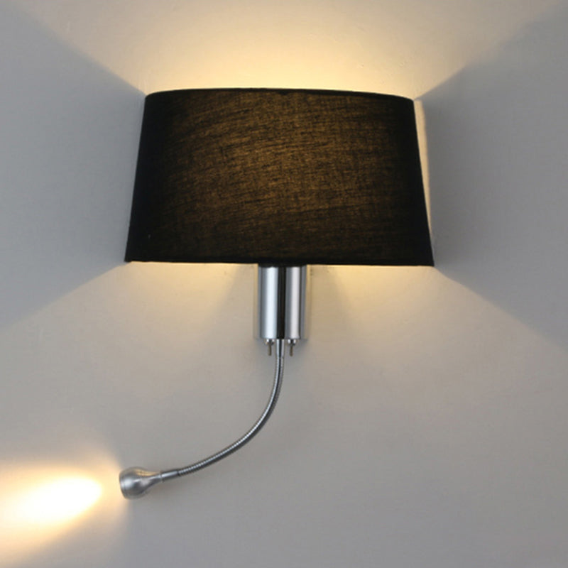 Modernism Metal Wall Light Polish Finish Fabric Shaded Lighting for Bedroom