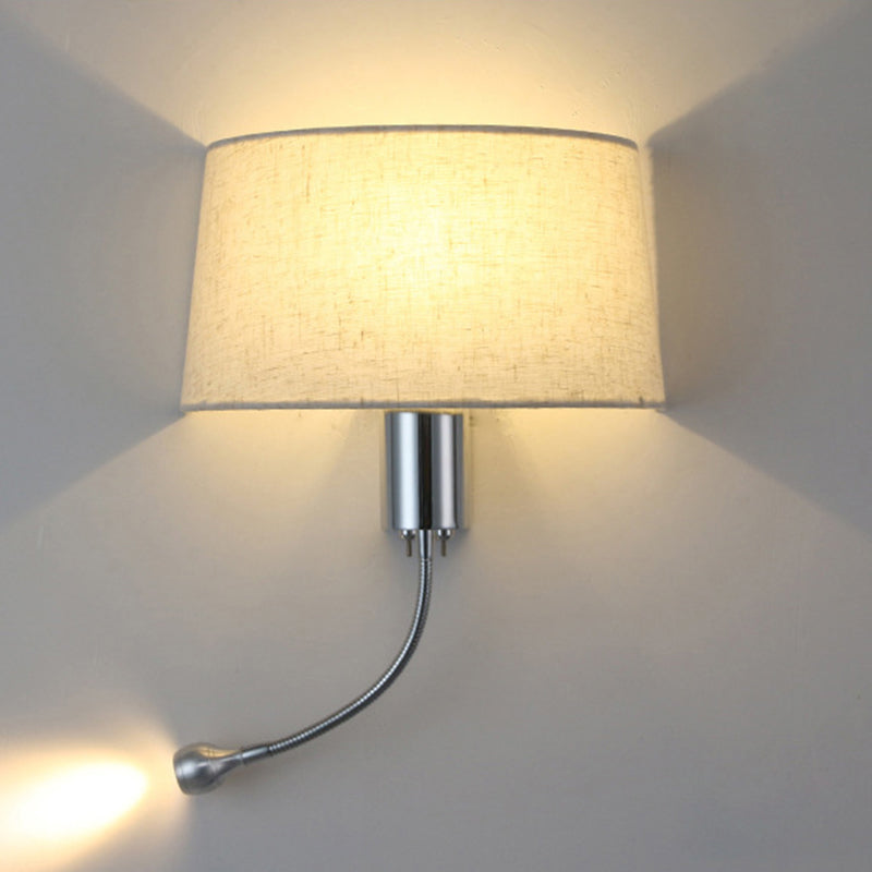 Modernism Metal Wall Light Polish Finish Fabric Shaded Lighting for Bedroom