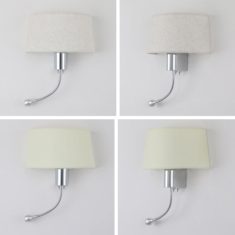 Modernism Metal Wall Light Polish Finish Fabric Shaded Lighting for Bedroom