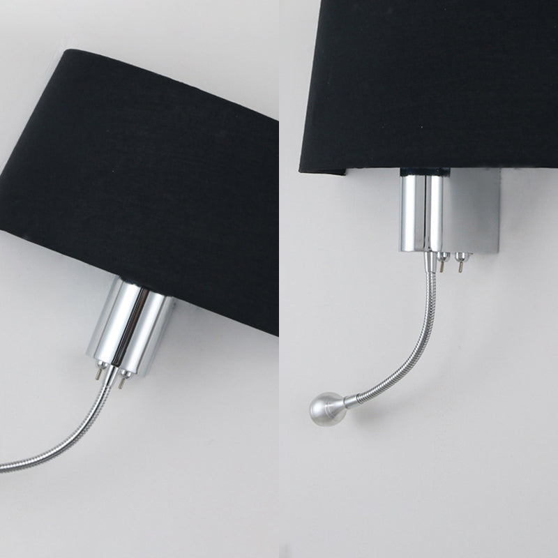 Modernism Metal Wall Light Polish Finish Fabric Shaded Lighting for Bedroom