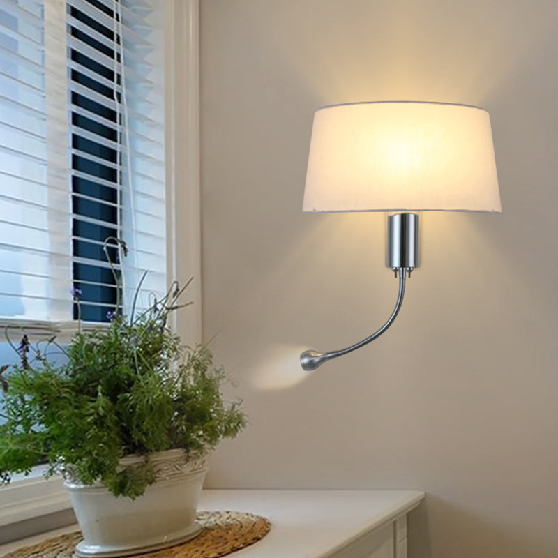 Modernism Metal Wall Light Polish Finish Fabric Shaded Lighting for Bedroom