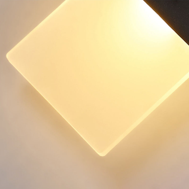 LED Modern Metal Wall Sconce Rectangle Shape Wall Lamp with Acrylic Shade for Courtyard