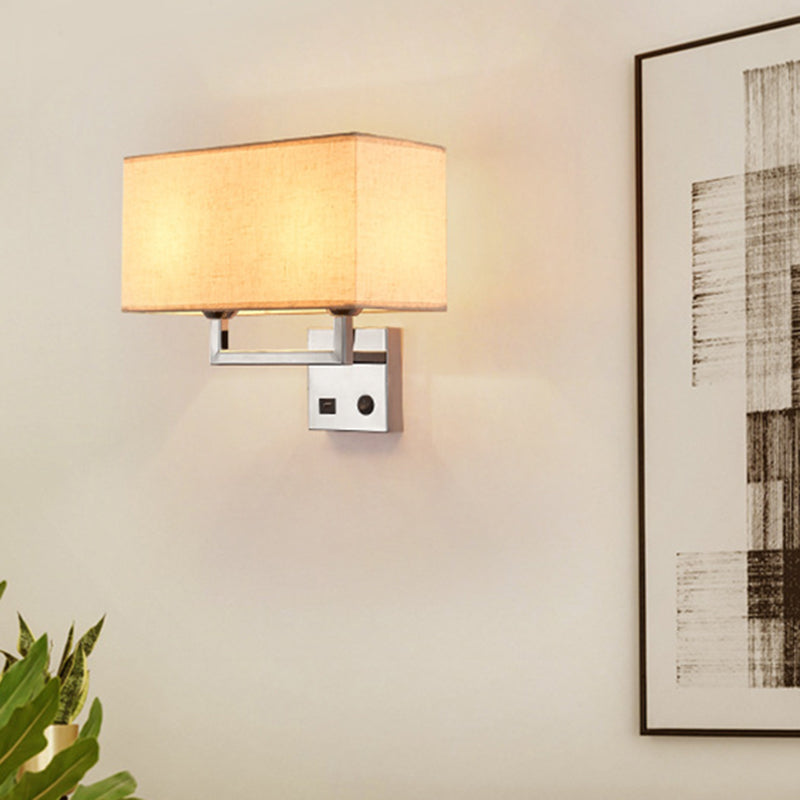 Modernism Sliver Metal Wall Light Fabric Shaded Lighting for Room