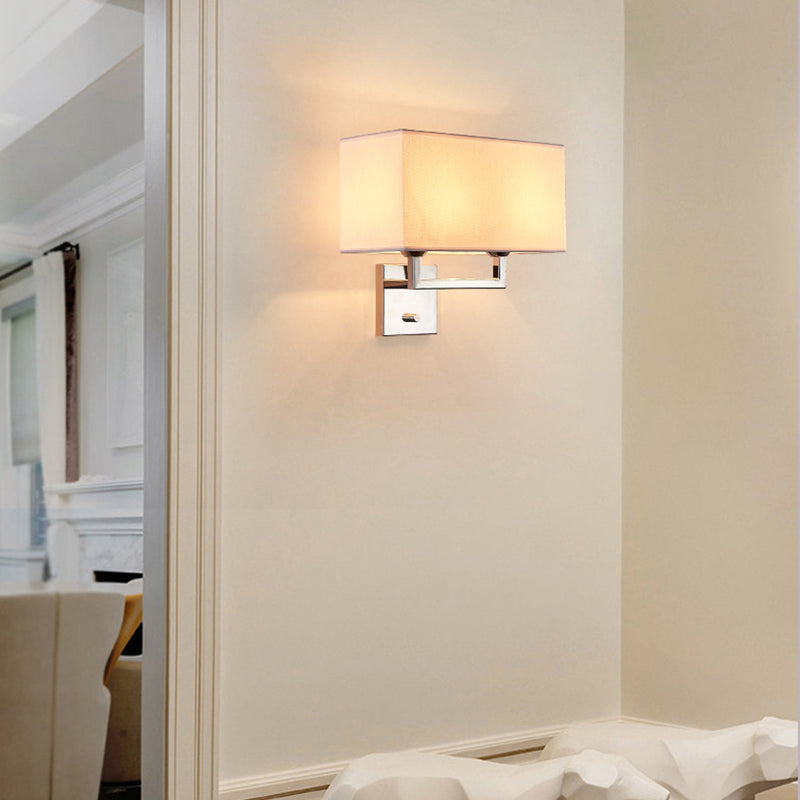 Modernism Sliver Metal Wall Light Fabric Shaded Lighting for Room