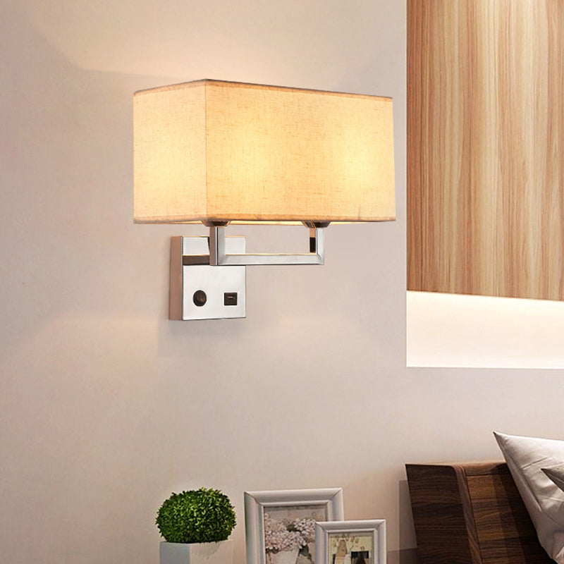 Modernism Sliver Metal Wall Light Fabric Shaded Lighting for Room