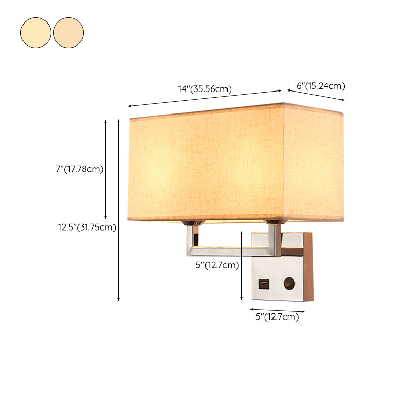Modernism Sliver Metal Wall Light Fabric Shaded Lighting for Room