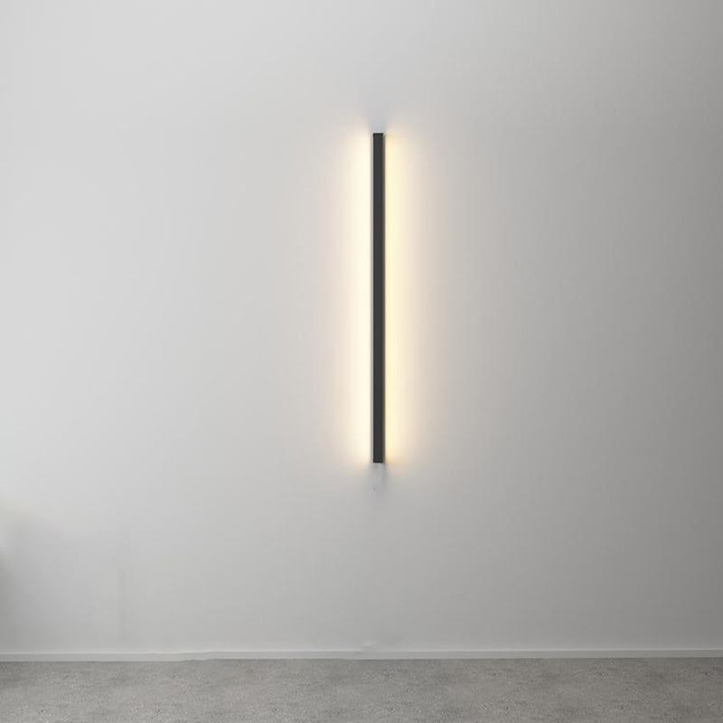 Linear Shape Metal Wall Light Modern 1-Light Wall Mount Lighting in Black