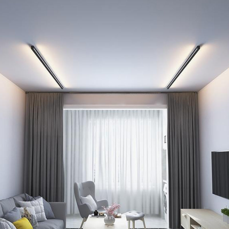 Linear Shape Metal Wall Light Modern 1-Light Wall Mount Lighting in Black