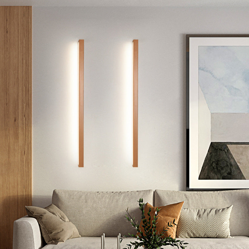Linear Shape Wood Wall Light Modern Style 1-Light Wall Mount Lighting in Brown